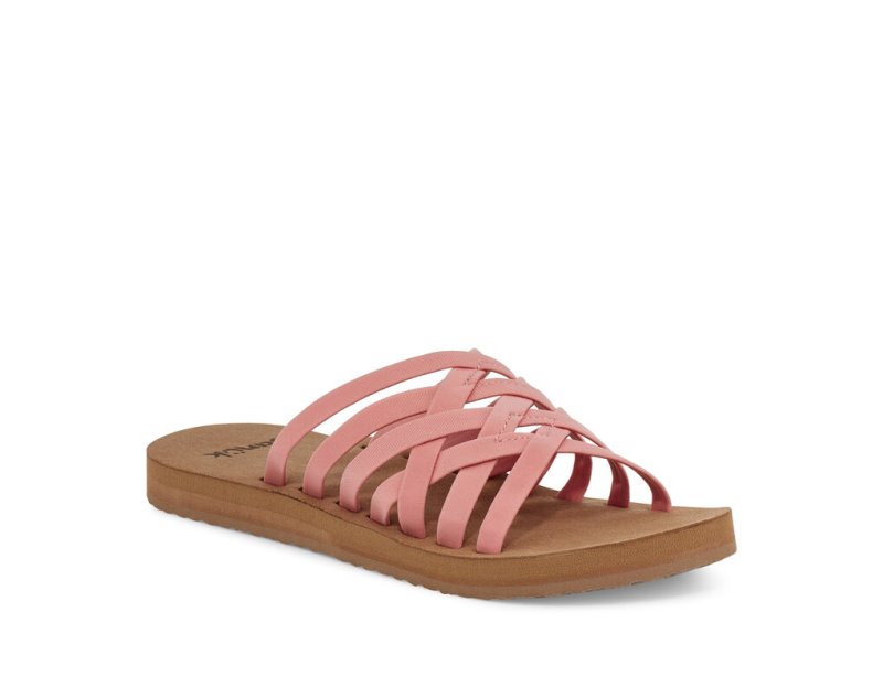 Sanuk Rio Slide Women's Flip Flops Pink / Brown | Canada 100JPQ